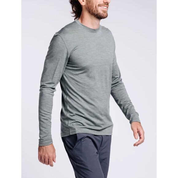 Men Teren Traveler Tee Long Sleeve Small 100% Merino Wool Gray Outdoors - Picture 1 of 4